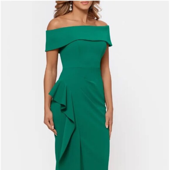 Betsy & Adam Off-the-Shoulder Midi Dress - Petite 12 - Picture 1 of 12